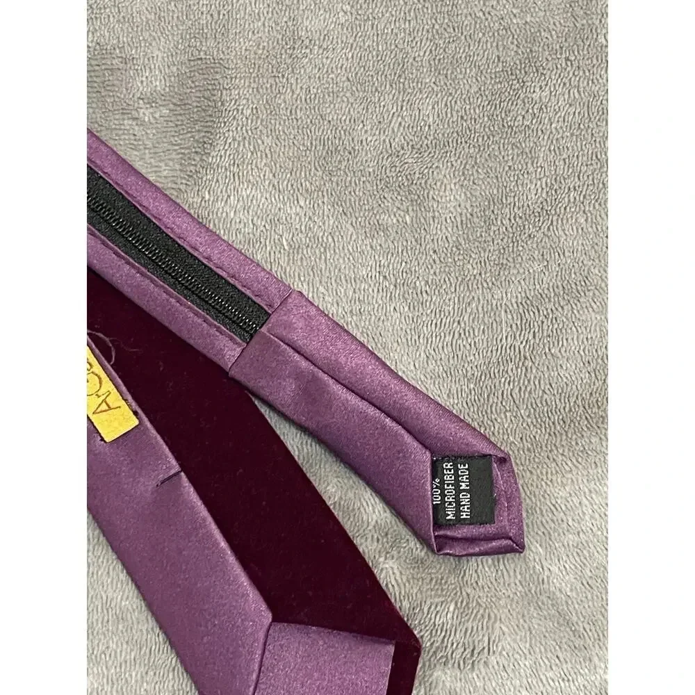 NWOT Argali Purple Velvet Silk Kid Zip‎ Tie Formal